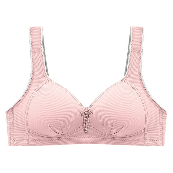 SPZTSX Women's Wide Straps Underwear Without Ring Gathered to Collect Side Breasts Large Size Support Bras Push Up Cotton