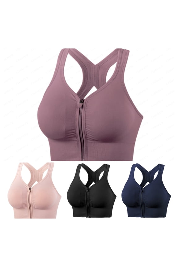 Women's Zip Front Post-Surgery Bra - Adjustable Strap Compression Bra for Everyday Recovery Support