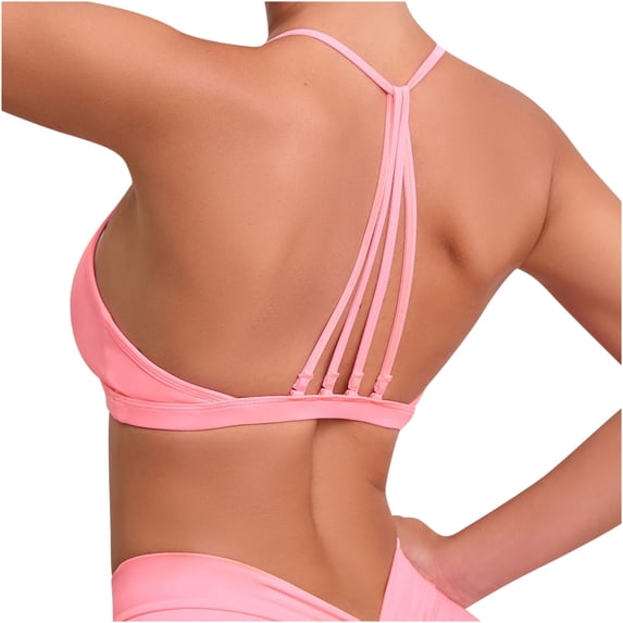 SPZTSX Workout Sports Bras for Women Padded Strappy Open Back Gym Bra Light Impact Criss Cross Yoga Crop Top