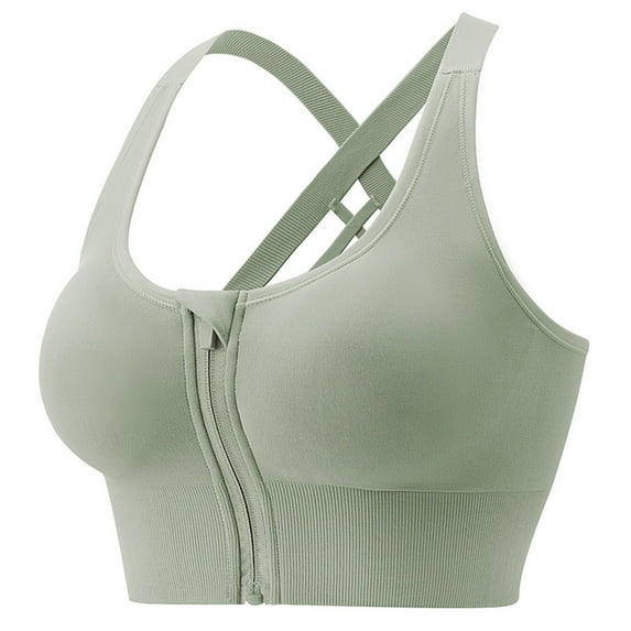 SPZTSX Zip Front Post-Surgery Bra Women's Wireless Sports Bras Padded Strappy Medium Support Yoga Exercise Athletic Bras