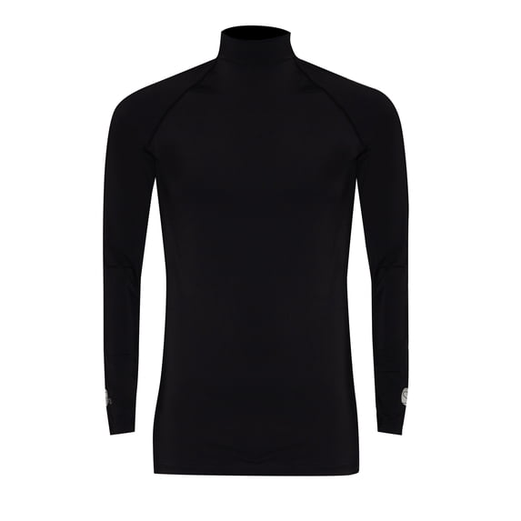 SParms Golf Men's Body Warm UPF50+ Long-Sleeve High Neck Shirt, Medium Black -