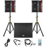 SQ-2.1 2000W Powered Line Array PA Speaker System, Bluetooth DJ Speaker with 18 Inch Subwoofer and 3 Channel Mixer, Indoor Outdoor Loudspeaker for Wedding, Party, Speech, Live Events