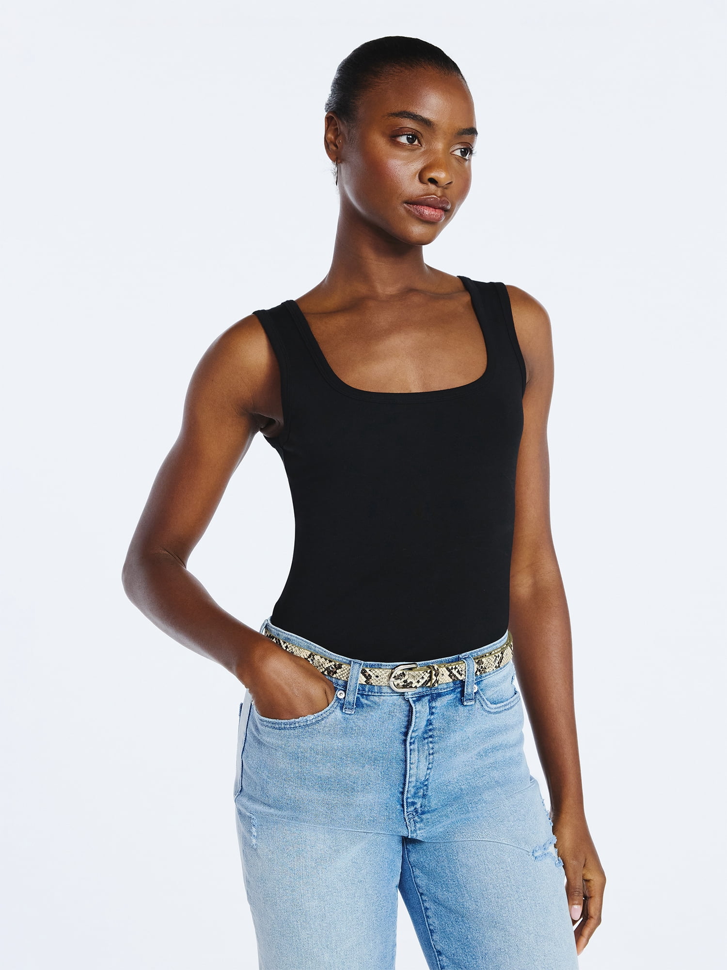 Scoop Women’s Square Neck Tank Top, Sizes XS-XXL