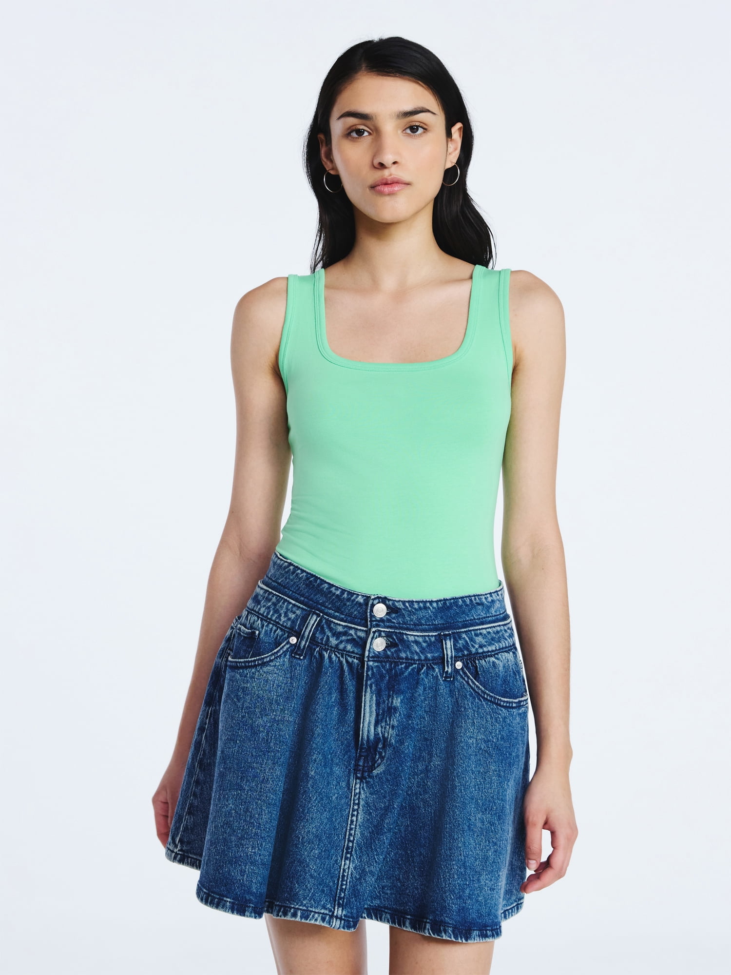 Scoop Women’s Square Neck Tank Top, Sizes XS-XXL