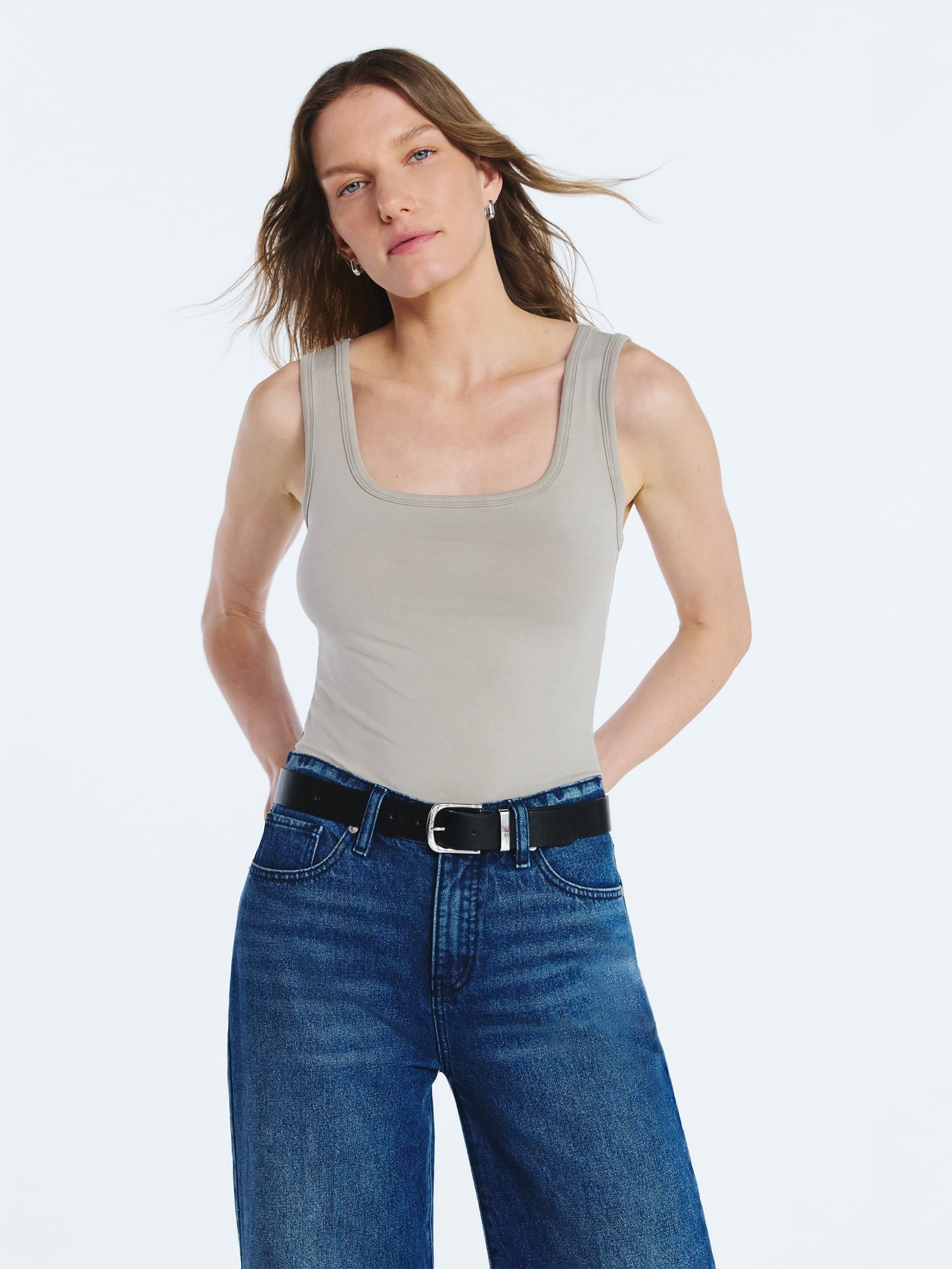 Scoop Women’s Square Neck Tank Top, Sizes XS-XXL