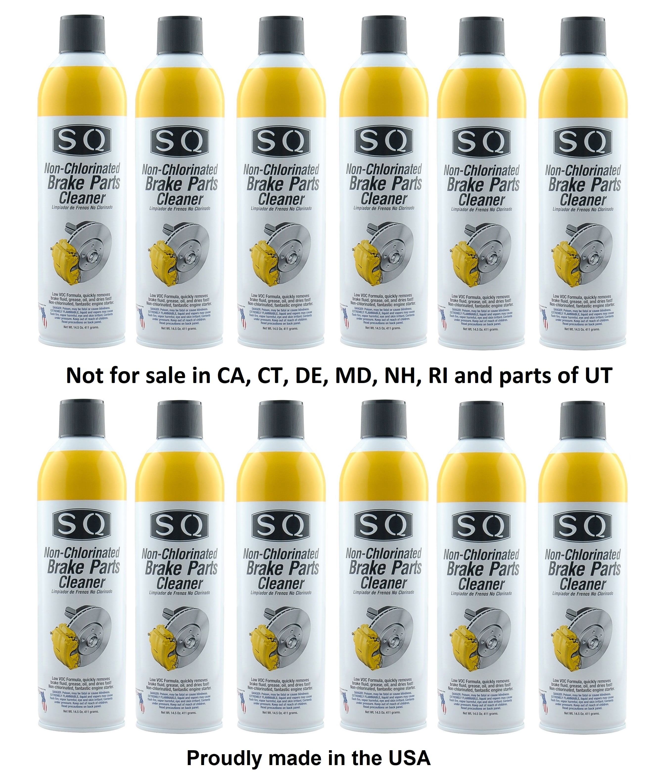 SQ Non Chlorinated Brake Cleaner Highly Flammable Aerosol Can, 12 Pack