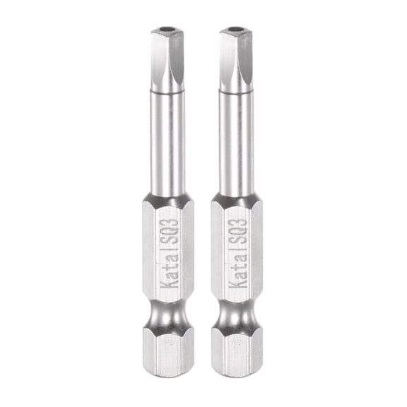SQ3 Magnetic Security Square Screwdriver Bit 1/4" Hex Shank 2" Length Screw Driver, 2 Pack
