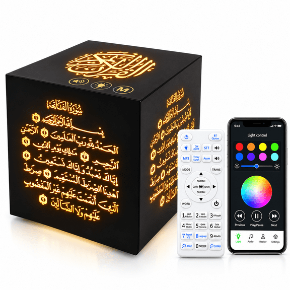 Zhohuaboy SQ805 Quran Speaker Smart Azan Clock with APP and Remote Control, Multicolor,for Islamic Prayer
