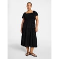 thumbnail image 1 of Terra & Sky Women's Plus Size Square Neck Smocked Dress, Sizes 0X-4X, 1 of 4