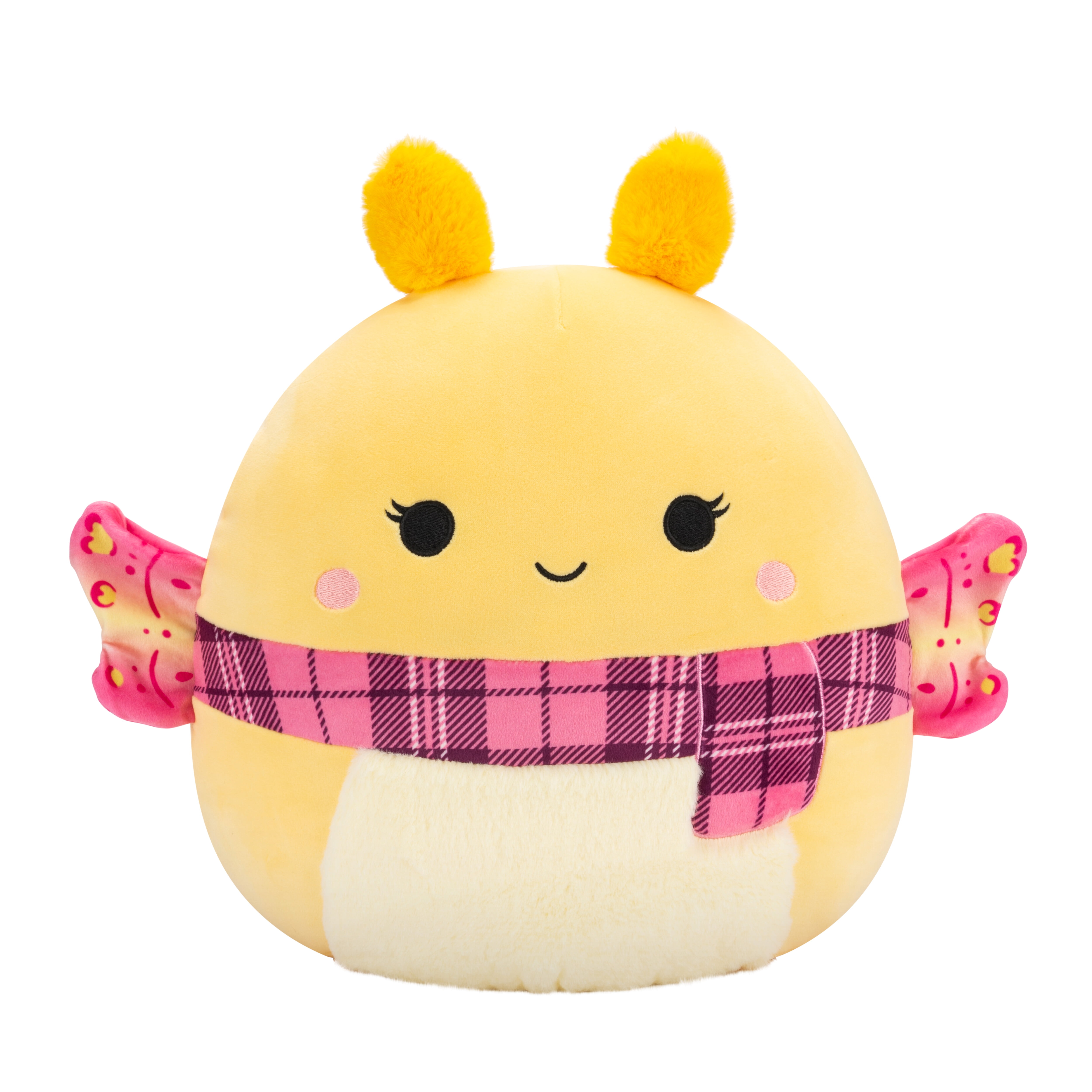 Squishmallows Original 10 inch Miry the Yellow Moth with Pink Plaid Scarf Child's Ultra Soft Plush Toy