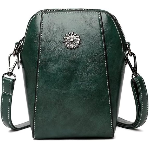 SQDWYGG All-match Vertical Cellphone Bag, Crossbody Leather Shoulder Bags and Clutches, Women Crossbody Handbags Retro Messenger Bag,Green
