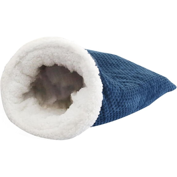 SQDWYGG Cat Sleeping Bag Soft Plush Large Cat Sack Self Warm Cat Bed for Winter Cosy Cat Bed Cave 360° Wrap Comfortable Pet Snuggle Sack for Cats up to 6kg Pet Supplies,Blue,18.50x19.69 in