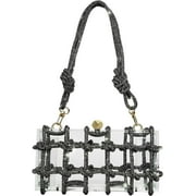 SQDWYGG Clear Acrylic Purse Bag with Rhinestones Clutch Purse Evening Clutches for Wedding and Party,1,1,1,Black,Acrylic,Black,Top-Handle Bag,Small