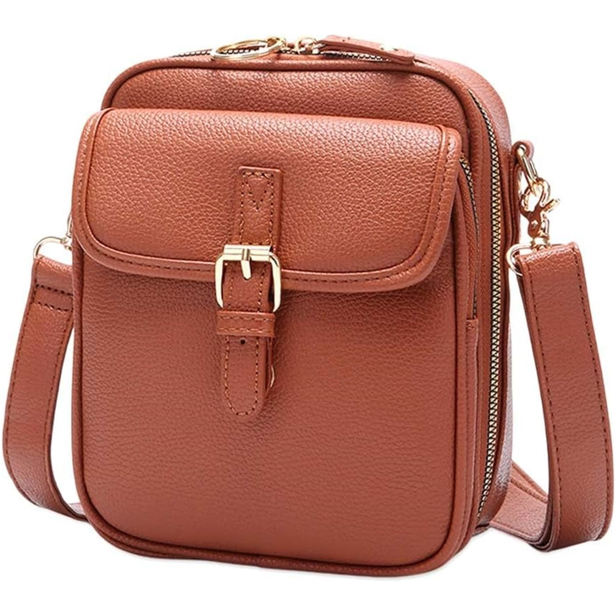 SQDWYGG Crossbody Leather Bag for Women, Multi-Slot Multifunctional Large Capacity Bags Adjustable Shoulder Bags,Brown,1