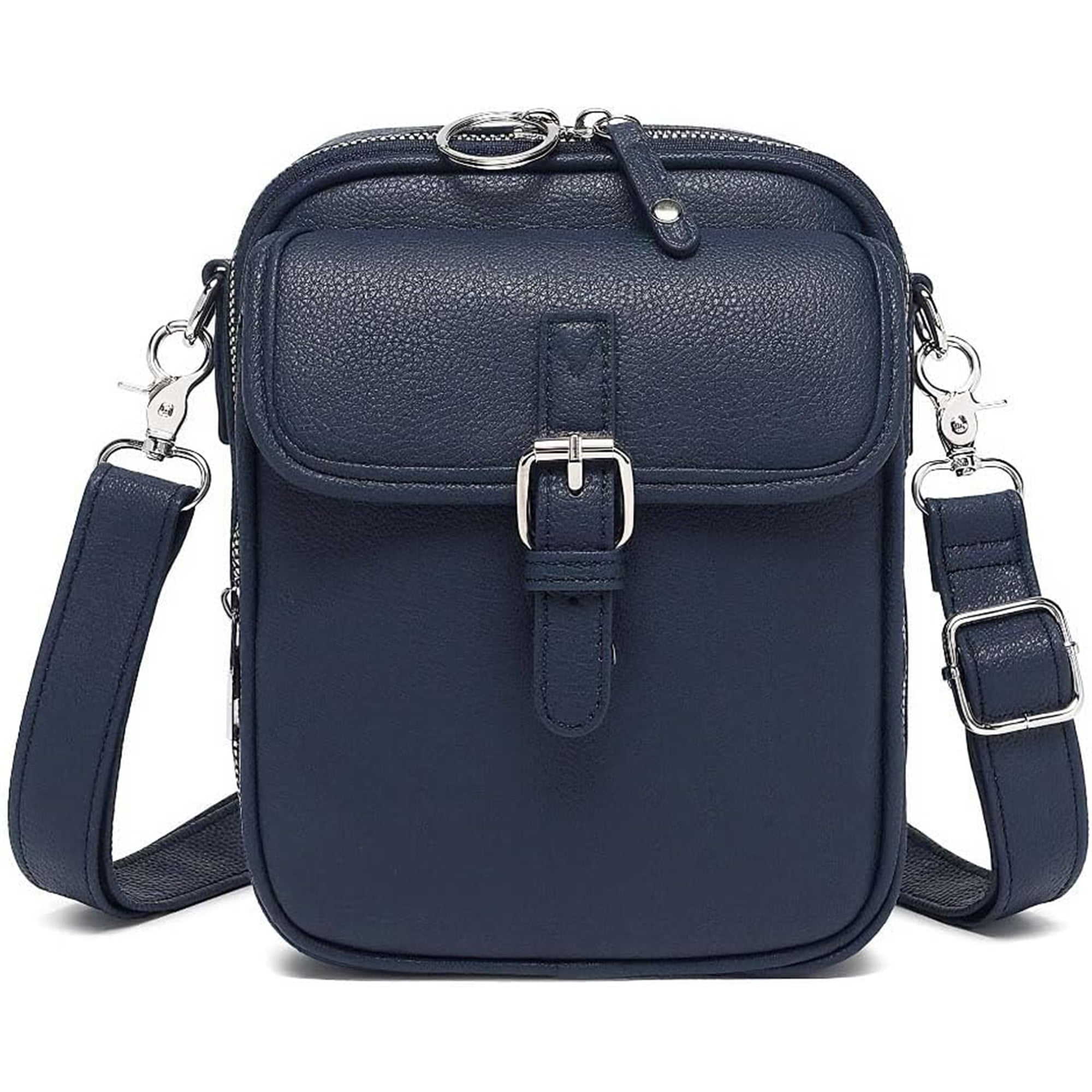 SQDWYGG Crossbody Leather Bag for Women, Multi-Slot Multifunctional Large Capacity Bags Adjustable Shoulder Bags,Deep Blue,1