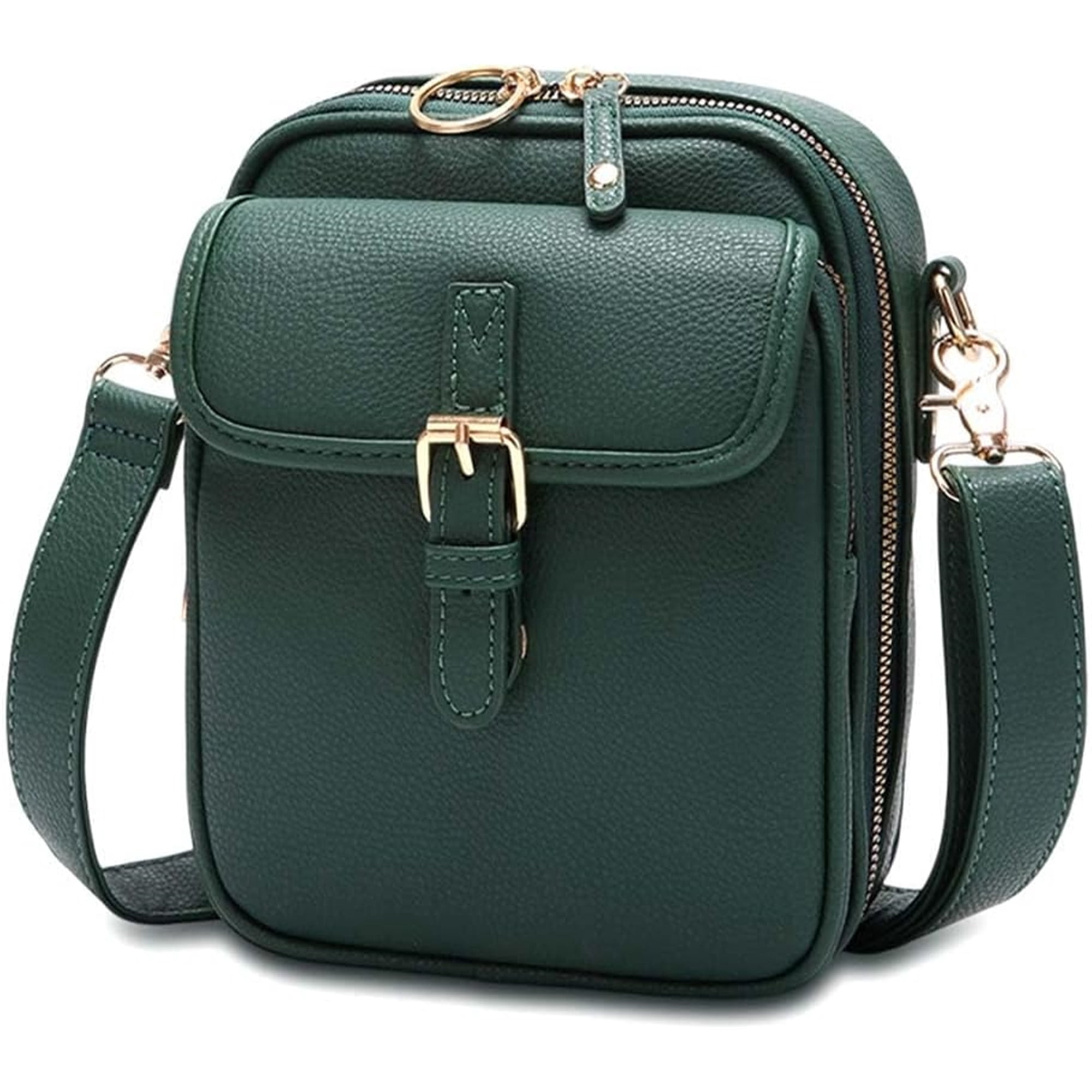 SQDWYGG Crossbody Leather Bag for Women, Multi-Slot Multifunctional Large Capacity Bags Adjustable Shoulder Bags,Green,1