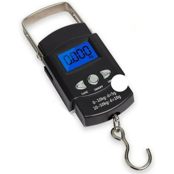 SQDWYGG Digital Fish Scale Fishing Scale, Digital Luggage Scale With Tape Measure, 110 Pounds/50 Kilograms Portable Hanging Scale With Backlit Lcd Display Screen,Black