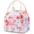 thumbnail image 1 of SQDWYGG Lunch Bag Cute Corduroy Lunch Handbag Reusable Insulated Lunch Box Large Capacity Insulated Refrigerated Box,Colorful flowers, 1 of 6