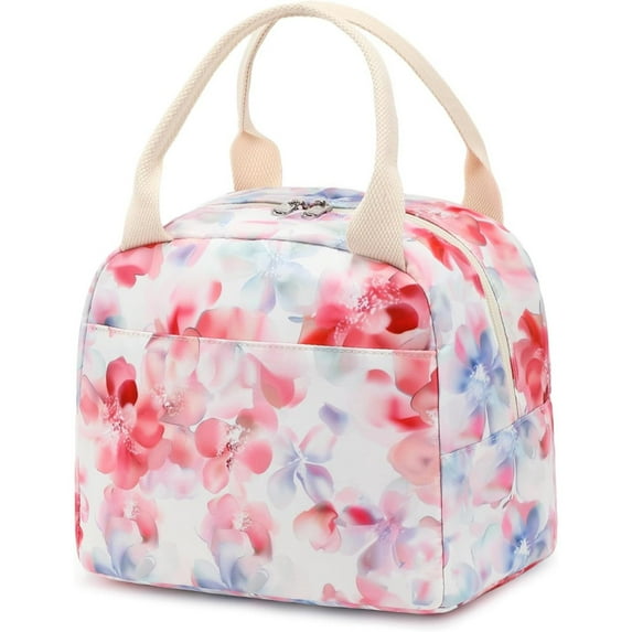 SQDWYGG Lunch Bag Cute Corduroy Lunch Handbag Reusable Insulated Lunch Box Large Capacity Insulated Refrigerated Box,Colorful flowers