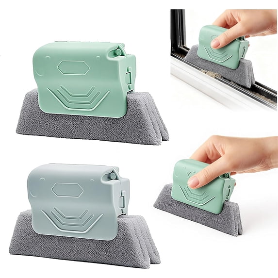 SQDWYGG Magic Window Track Cleaner, 2026 New Hand-held Window Groove Cleaning Brush Tools Set, Sliding Door, Sill, Tile Lines, Shutter, Car Vents, Keyboard, Small Spaces Clean,Gray green