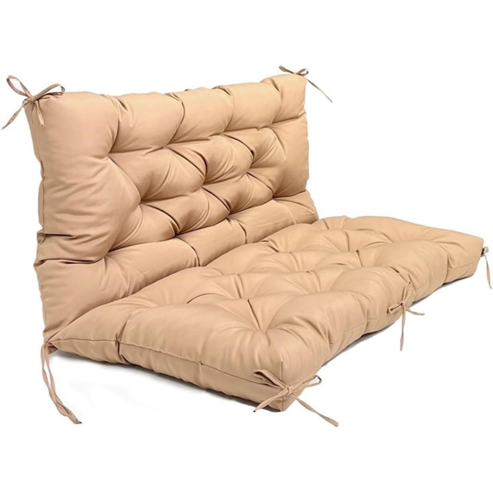 SQDWYGG Outdoor Swing Cushions with Backrest, 2 or 3 Person Seat Bench Replacement Waterproof Cushion for Outdoor Patio Porch Garden Furniture Swing Chair,Beige,39.4x39.4in