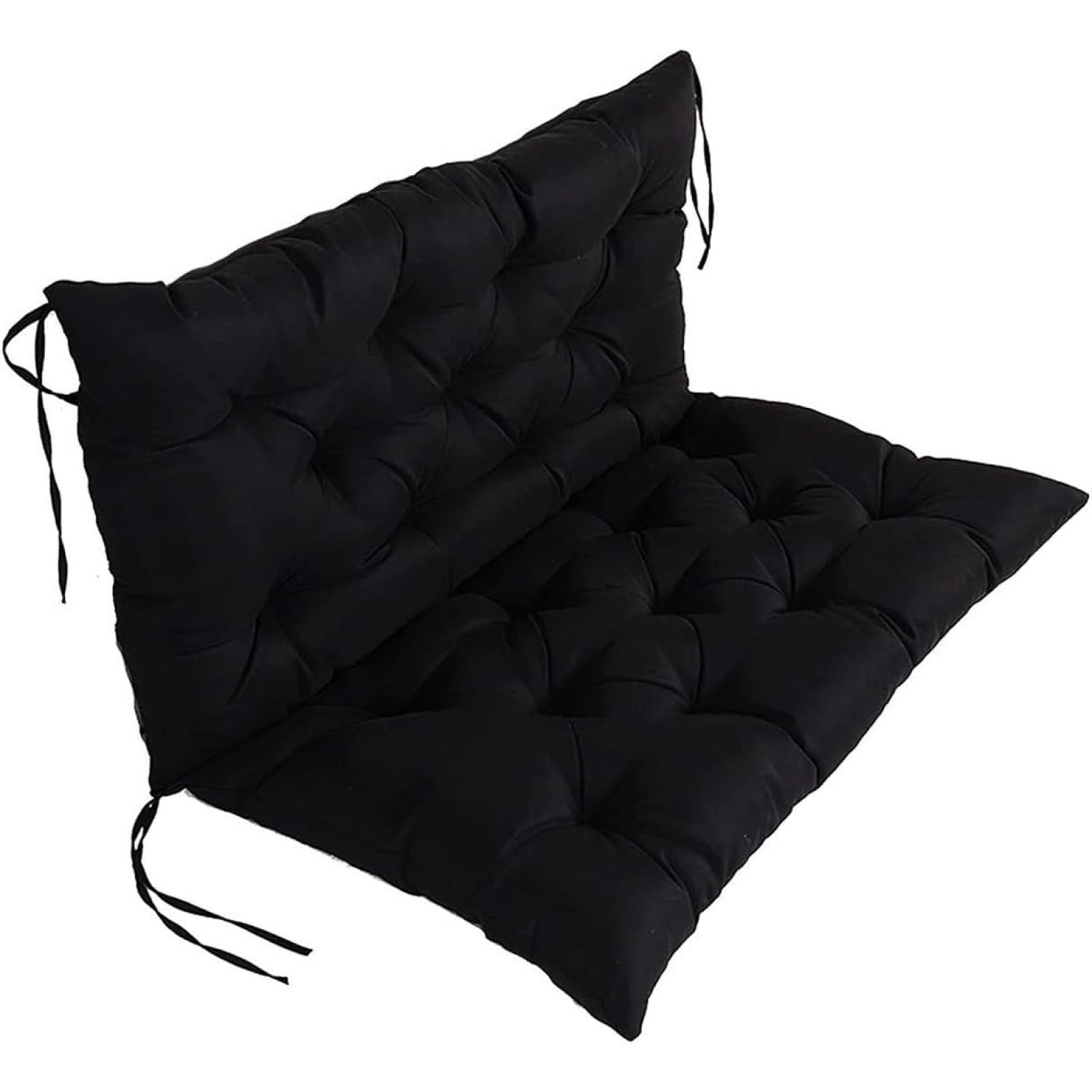 SQDWYGG Outdoor Swing Cushions with Backrest, 2 or 3 Person Seat Bench Replacement Waterproof Cushion for Outdoor Patio Porch Garden Furniture Swing Chair,Black,47.2x39.4in