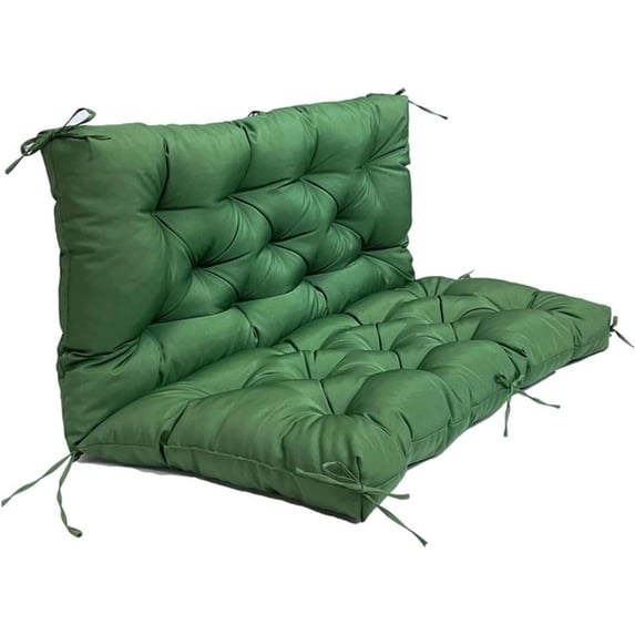 SQDWYGG Outdoor Swing Cushions with Backrest, 2 or 3 Person Seat Bench Replacement Waterproof Cushion for Outdoor Patio Porch Garden Furniture Swing Chair,Dark Green,59x39.4in