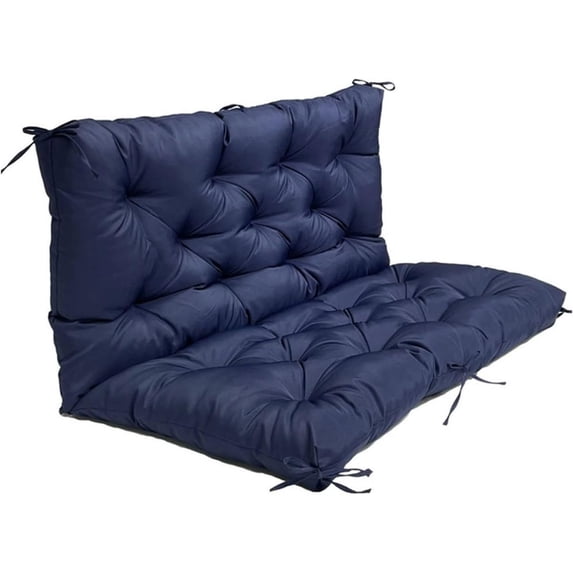 SQDWYGG Outdoor Swing Cushions with Backrest, 2 or 3 Person Seat Bench Replacement Waterproof Cushion for Outdoor Patio Porch Garden Furniture Swing Chair,Navy Blue,59x39.4in