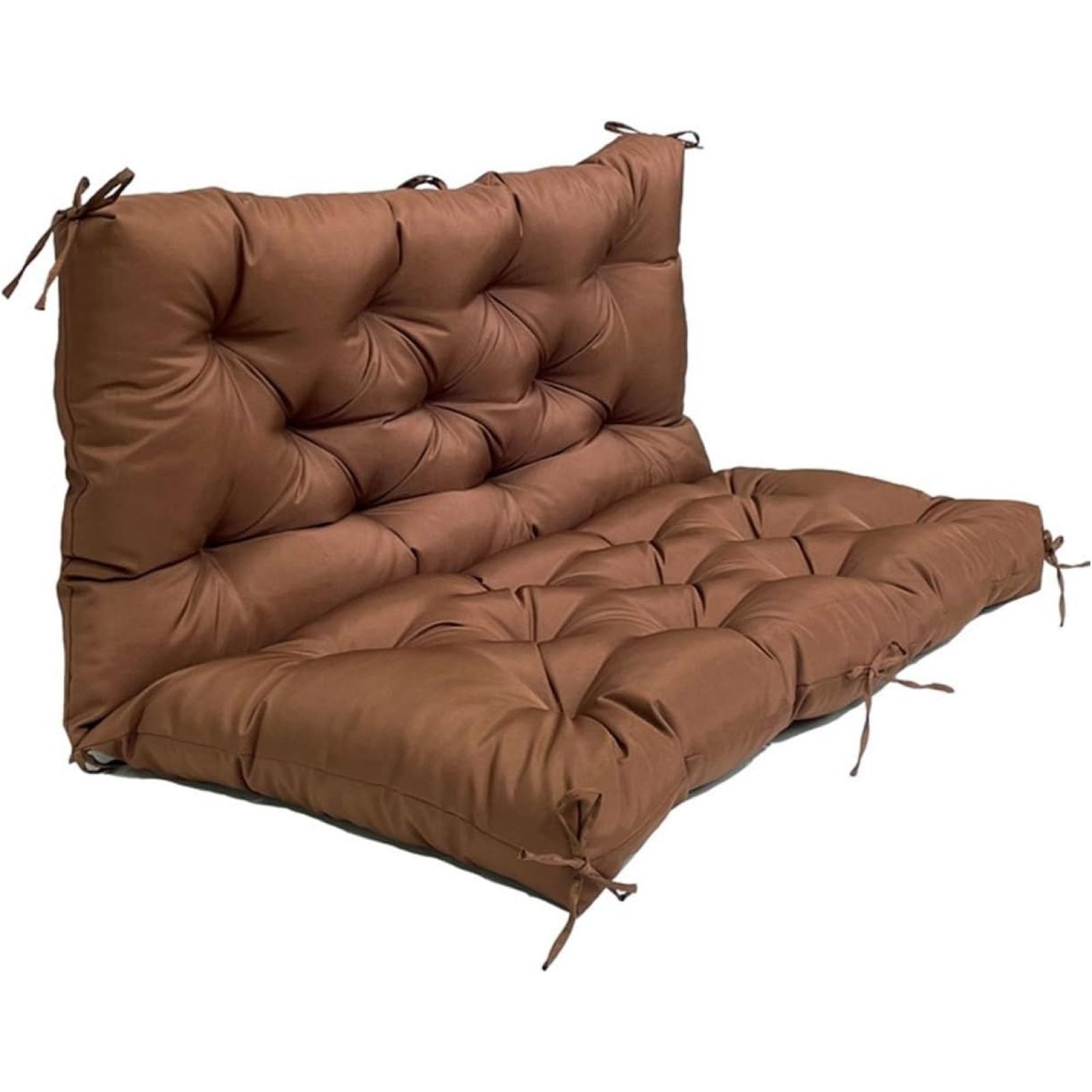 SQDWYGG Outdoor Swing Cushions with Backrest, 2 or 3 Person Seat Bench Replacement Waterproof Cushion for Outdoor Patio Porch Garden Furniture Swing Chair,Brown,59x39.4in