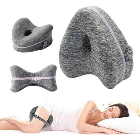 SQDWYGG Revoget Alignment Pillows for Side Sleepers, Relieve Hip Pain & Sciatica, Revoget Hip Alignment Pillow with Adjustable Strap,Grey,9.8" x 9"x 5"