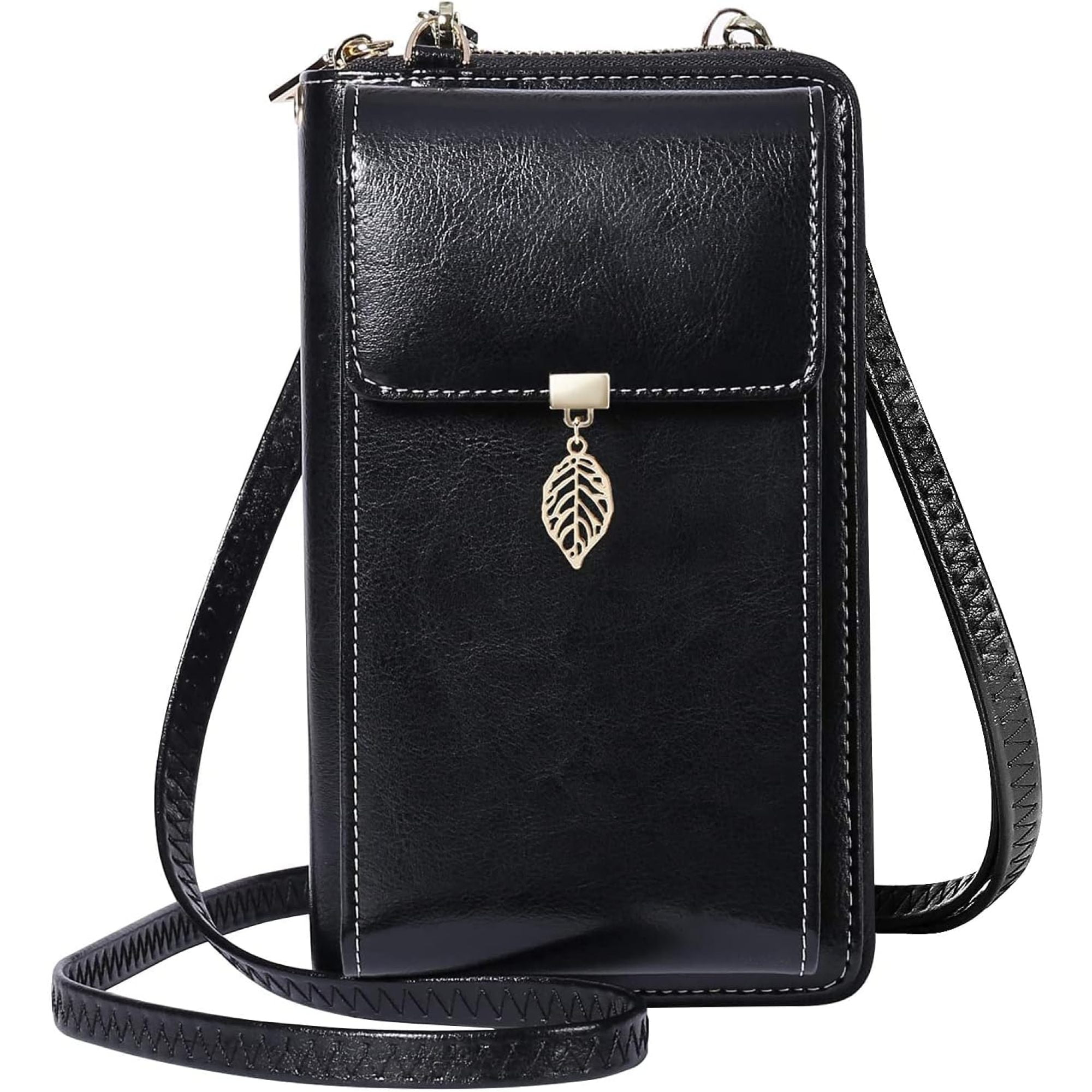 SQDWYGG Small Crossbody Phone Bags for Women Leather Cell Phone Purse Wallet,A-black