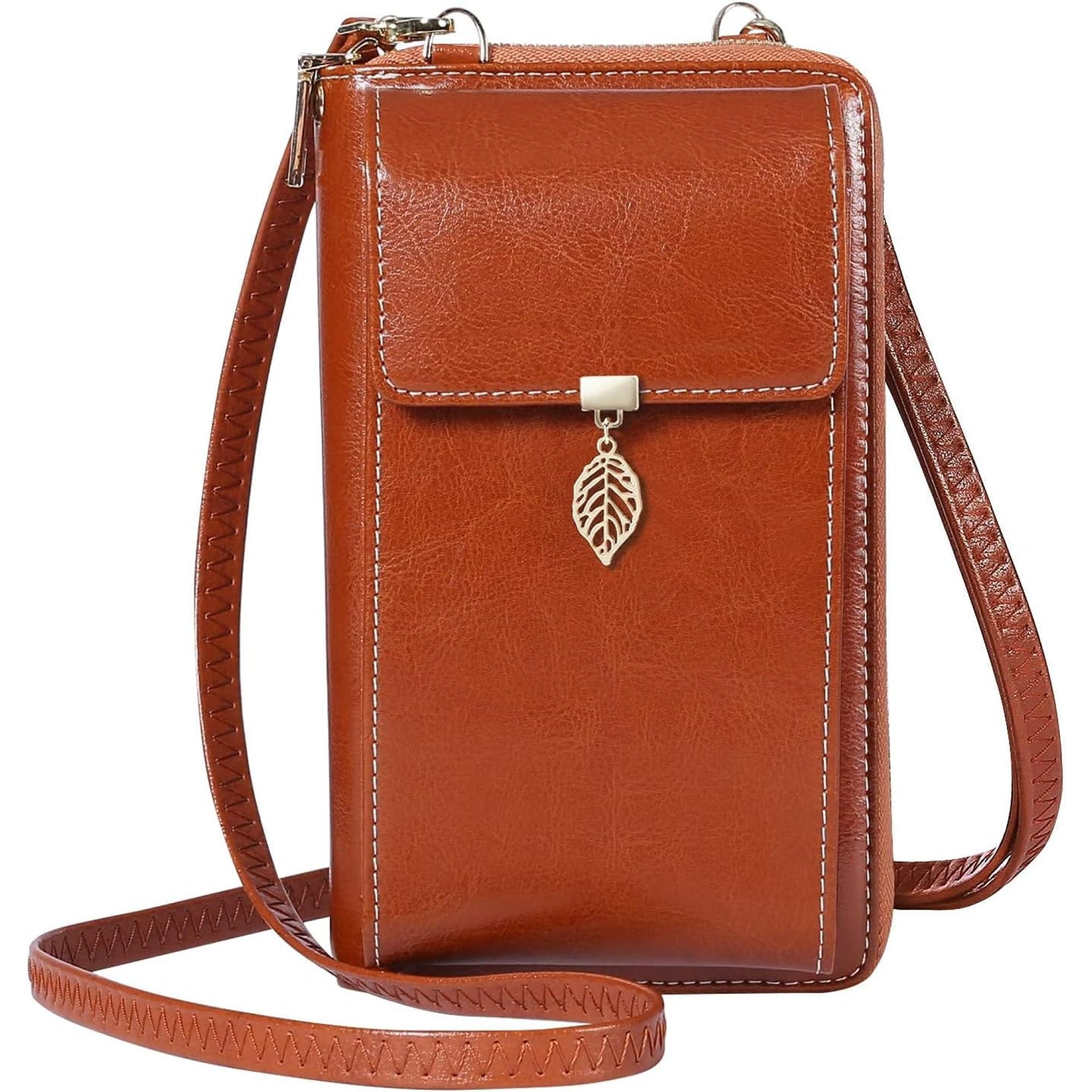 SQDWYGG Small Crossbody Phone Bags for Women Leather Cell Phone Purse Wallet,A-brown