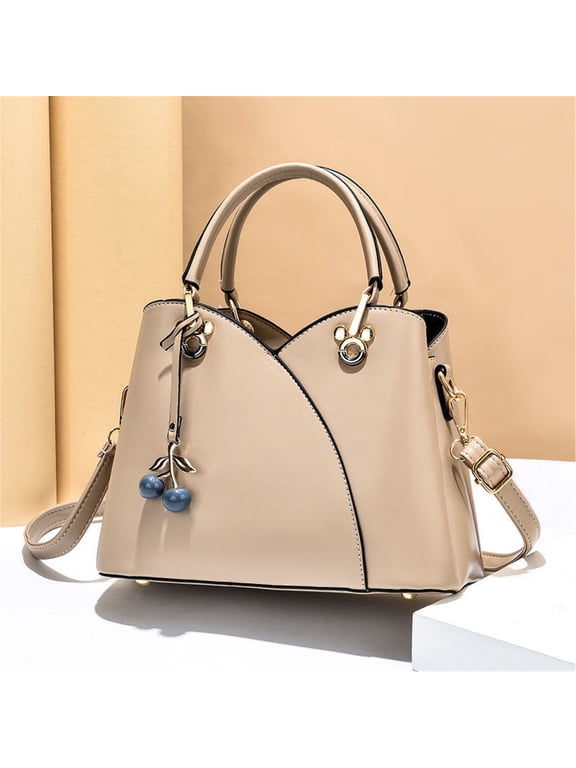 Triple Compartments Purses and Handbags for Women Fashion Ladies Satchel Shoulder Top Handle Bag,khaki,1