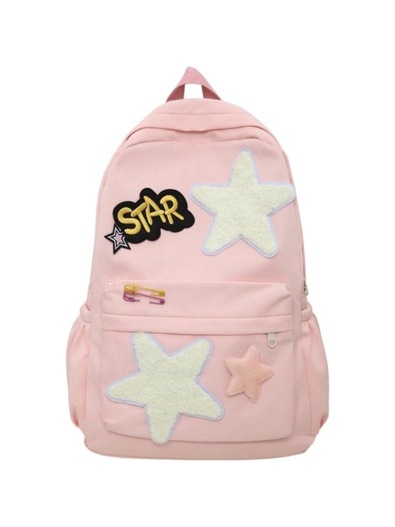 2024 Preppy Backpack Trendy Y2K Stars Backpack Cute Aesthetic College Laptop Backpack Casual Daypack Y2k Accessories,Pink