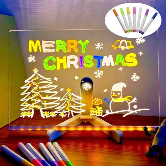 SQDWYGUO 2025 New LED Note Board with Colors, LED Acrylic Message Board Acrylic Dry Erase Board with Light, Light up Dry Erase Board with Stand Drawing Board for Office School Home