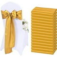 thumbnail image 1 of SQDWYGUO 60 PCS Satin Chair Sashes Bows Universal Chair Ribbon Ties Back Sash for Wedding Party Reception Events Banquets Hotel Event Chair Cover Decoration (Size 7x108 inch),Gold, 1 of 6