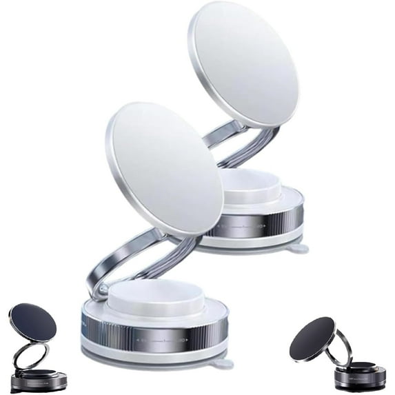 SQDWYGUO Ariseputup Phone Holder, 360° Adjustable Vacuum Magnetic Phone Holder, 2025 New Multifunctional Vacuum Magnetic Car Stand,2 pcs White,2.36in*2.36,1