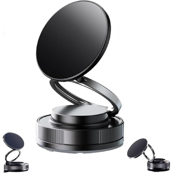 SQDWYGUO Ariseputup Phone Holder, 360° Adjustable Vacuum Magnetic Phone Holder, 2025 New Multifunctional Vacuum Magnetic Car Stand,Black,2.36in*2.36,1