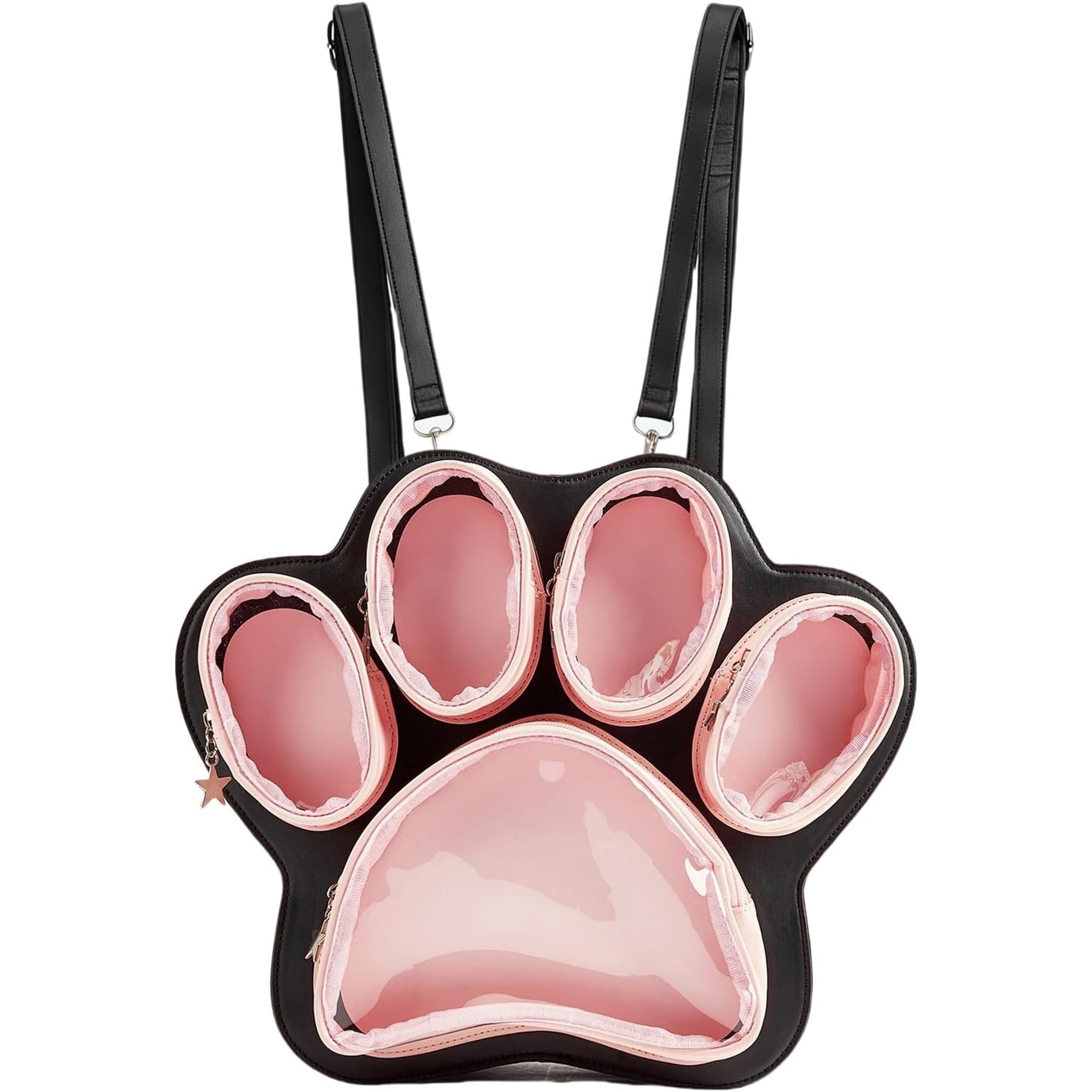 SQDWYGUO Cat Paw Ita Bag Kawaii Cute Backpack Ita Display Backpack with Clear Pocket Pretty Aesthetic Crossbody Shoulder Bag,Pink