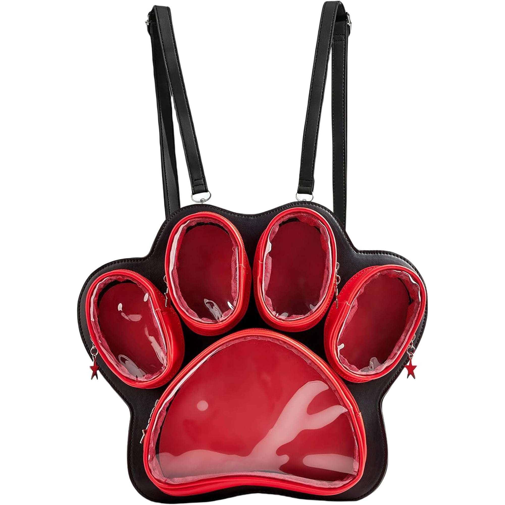 SQDWYGUO Cat Paw Ita Bag Kawaii Cute Backpack Ita Display Backpack with Clear Pocket Pretty Aesthetic Crossbody Shoulder Bag,Red