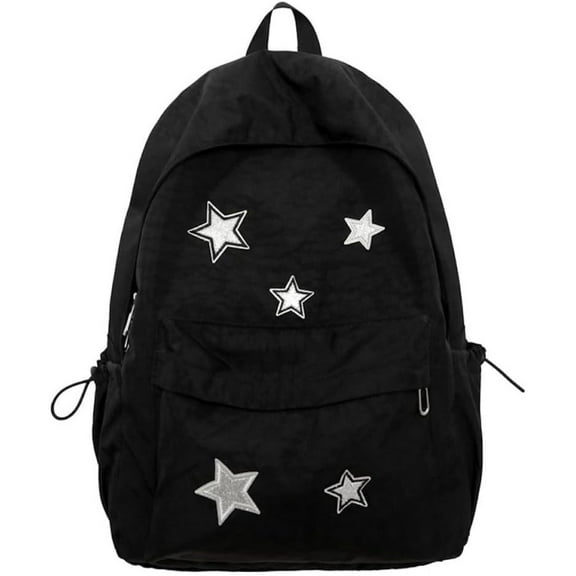 SQDWYGUO Cute Y2K Aesthetic Backpack Stars Pattern Preppy Backpack Laptop Backpack Back to College Supplies,Black