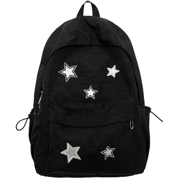 SQDWYGUO Cute Y2K Aesthetic Backpack Stars Pattern Preppy Backpack Laptop Backpack Back to College Supplies,Black