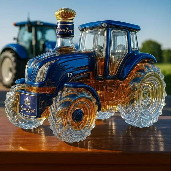 SQDWYGUO Decorative Whiskey Bottle - Glass Tractor Home Decor - Glass Liquor Bottle Tequila Decanter,Creative Leak-proof Empty Wine Bottle Dispenser,Blue