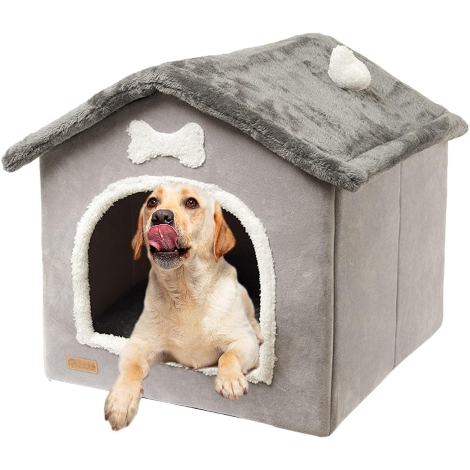SQDWYGUO Foldable Dog House Kennel Bed | Enclosed Warm Plush Sleeping Nest Bed with Removable Cushion | Plush Pet House Dog Cat Kennel with Removable Cushion Suitable for Small and Medium-Sized Dogs