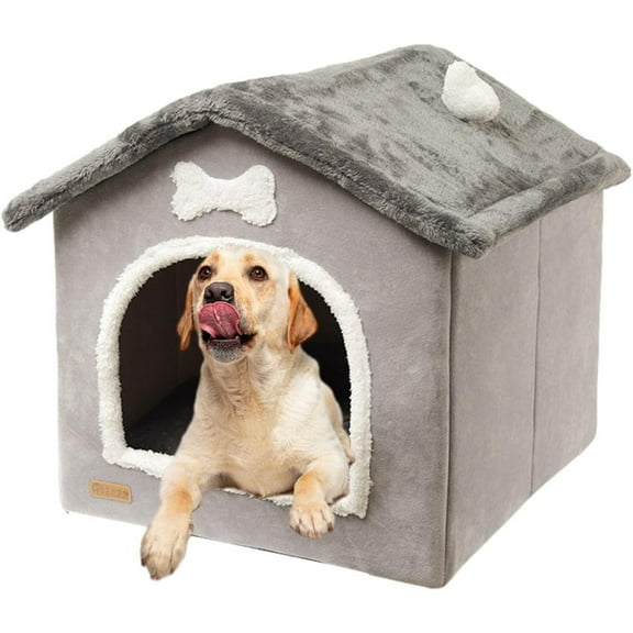 SQDWYGUO Foldable Dog House Kennel Bed | Enclosed Warm Plush Sleeping Nest Bed with Removable Cushion | Plush Pet House Dog Cat Kennel with Removable Cushion Suitable for Small and Medium-Sized Dogs