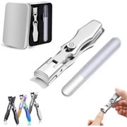 SQDWYGUO German Nail Clippers for Men, 2025 New Ultra Sharp Nail Clippers, Professional Extra Large Heavy Duty Toe Clippers for Seniors with Catcher File,A-Silver