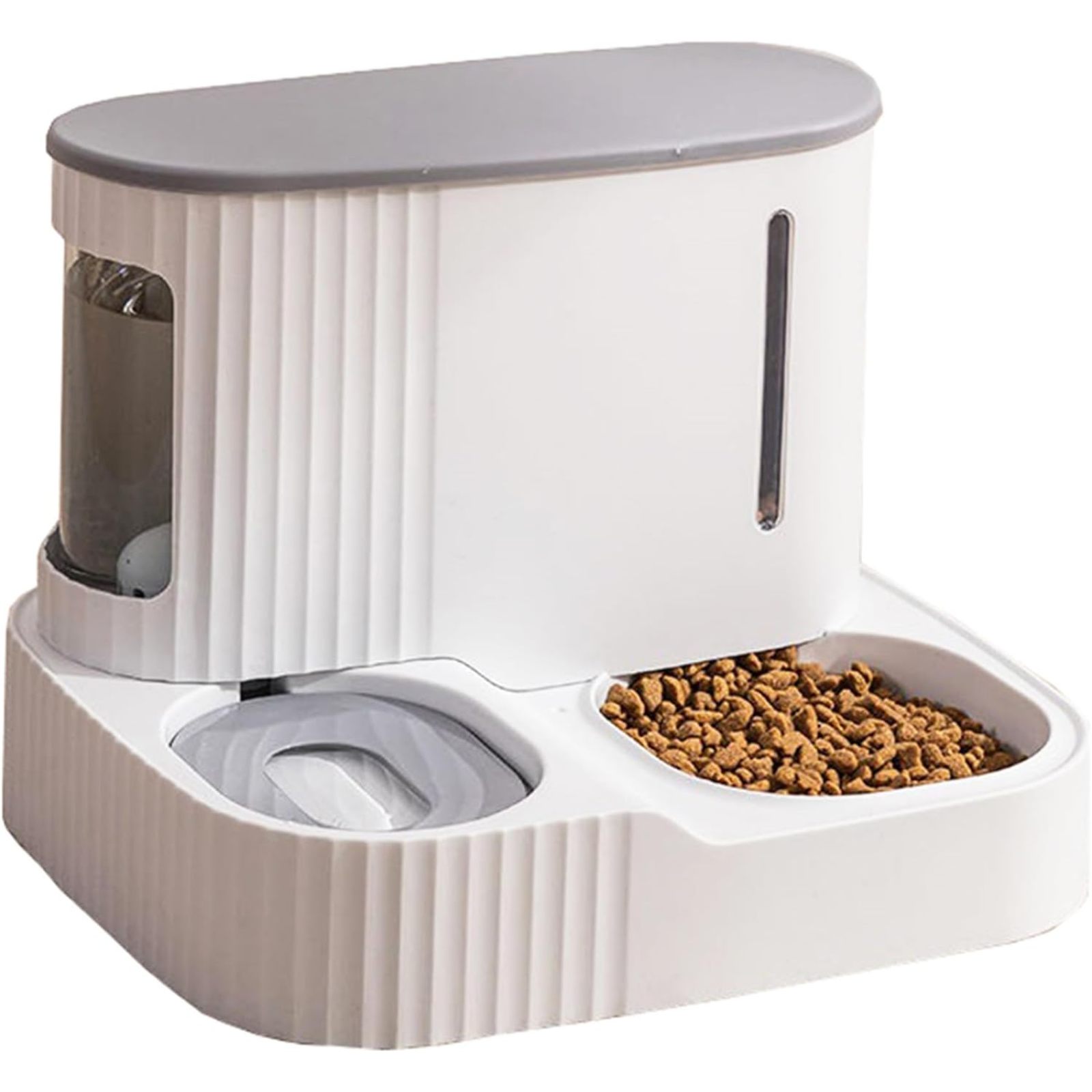 SQDWYGUO Gravity Pet Feeder and Water Dispenser Set, Automatic Cat Food Dispenser, Automatic Pet Feeder and Water Dispenser 2 in 1Suitable for Tracing Dogs and Pets,grey