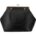 thumbnail image 1 of SQDWYGUO Kiss Lock Frame Handbag, PU Leather Shoulder Tote Bag Messenger Hobo Clutch Purse for Women Formal Work Leisure,Pure Black,1, 1 of 7