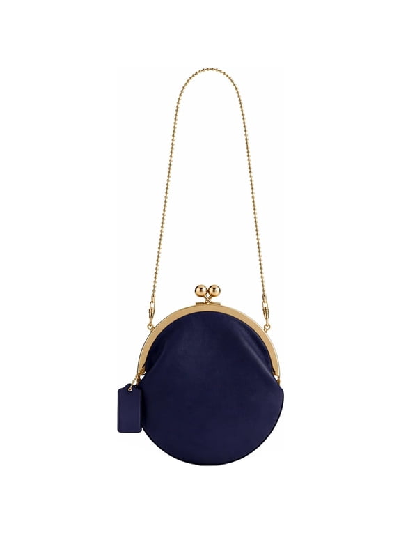 Mini Kisslock Bag Small Kiss Lock Purses and Handbags Leather Kisslock Pouch Kiss-Lock Crossbody Clutch Evening Handbag,A-blue,1