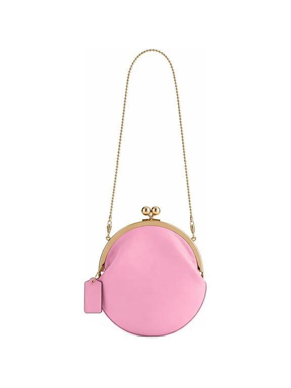 Mini Kisslock Bag Small Kiss Lock Purses and Handbags Leather Kisslock Pouch Kiss-Lock Crossbody Clutch Evening Handbag,A-pink,1